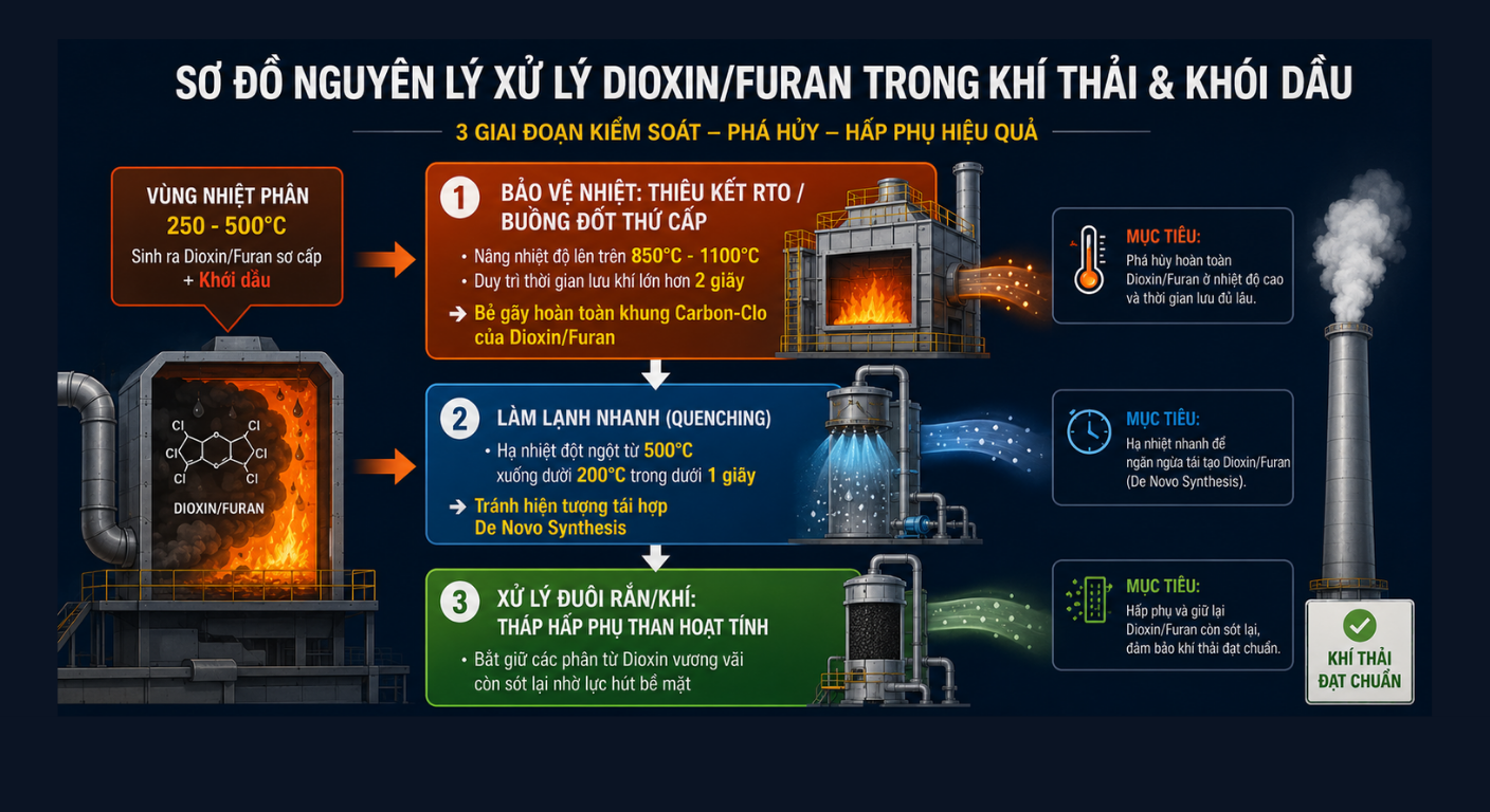 Co che hinh thanh va dac tinh cua dioxin furan so cap trong khi thai